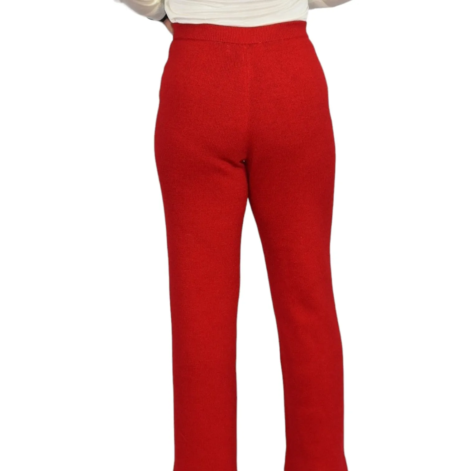 St John Collection Santana Knit Red Pants Trousers Elastic Waistband Vintage Marie Gray Size 0