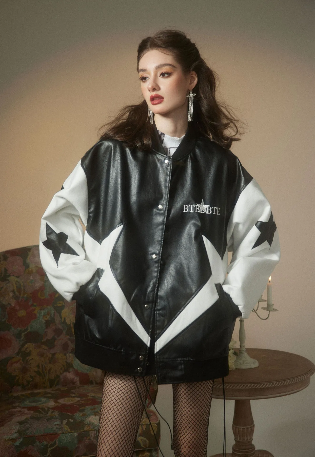 Star Pattern Bomber Jacket