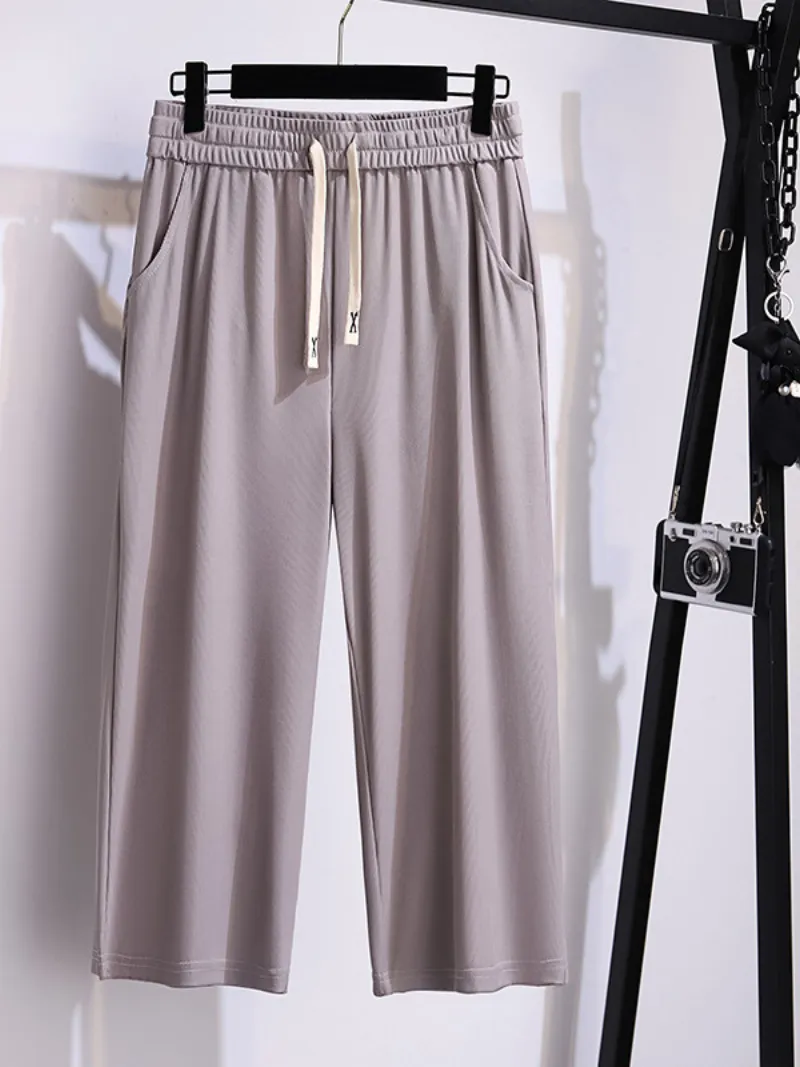 summer high waist plus size straight pants