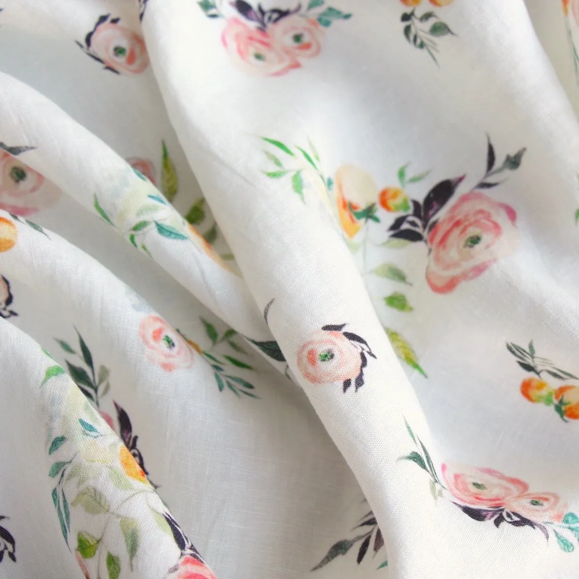 Tea Rose Afternoon Washed Printed Linen