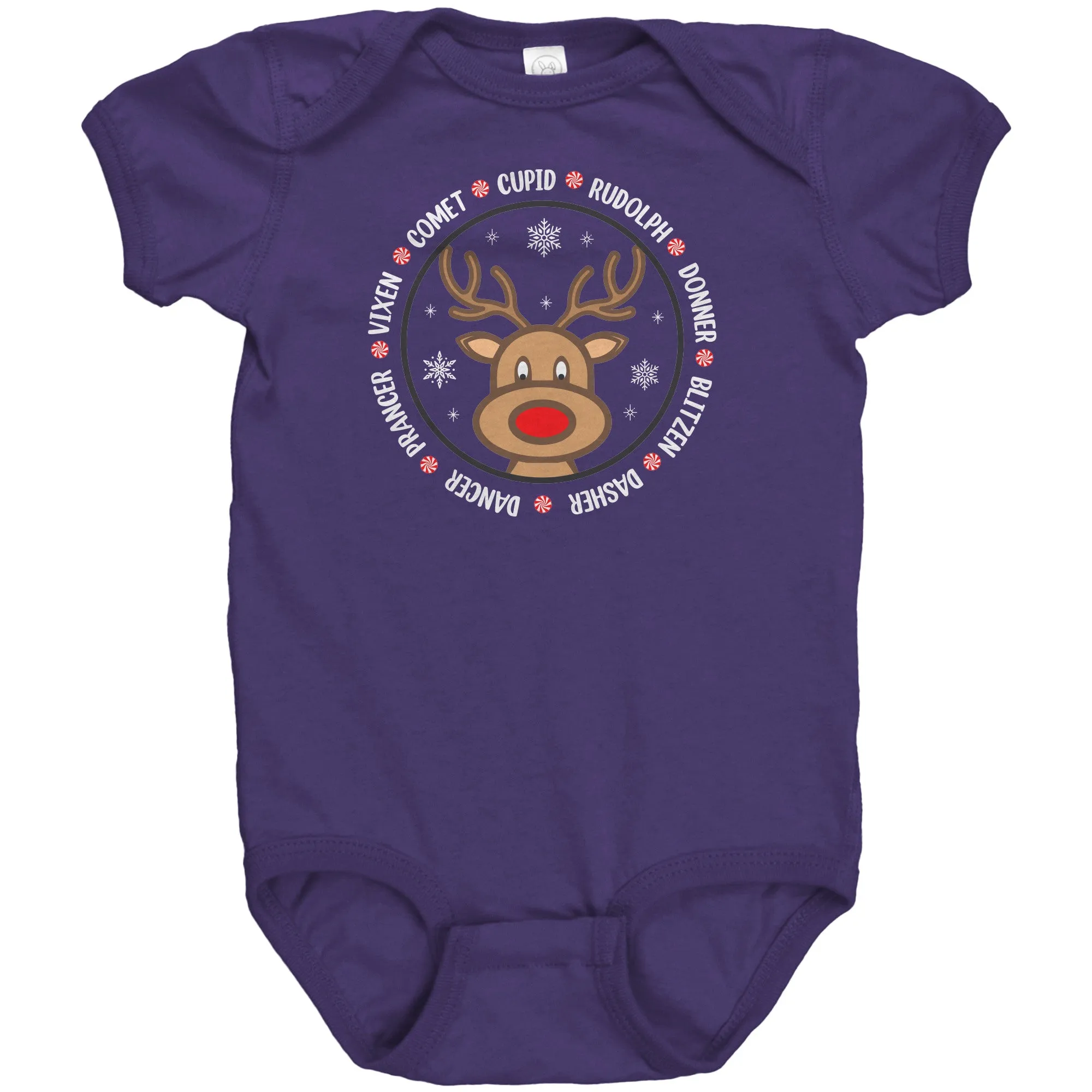 Team Rudolph Short Sleeve Baby Snap Bodysuit Onesie