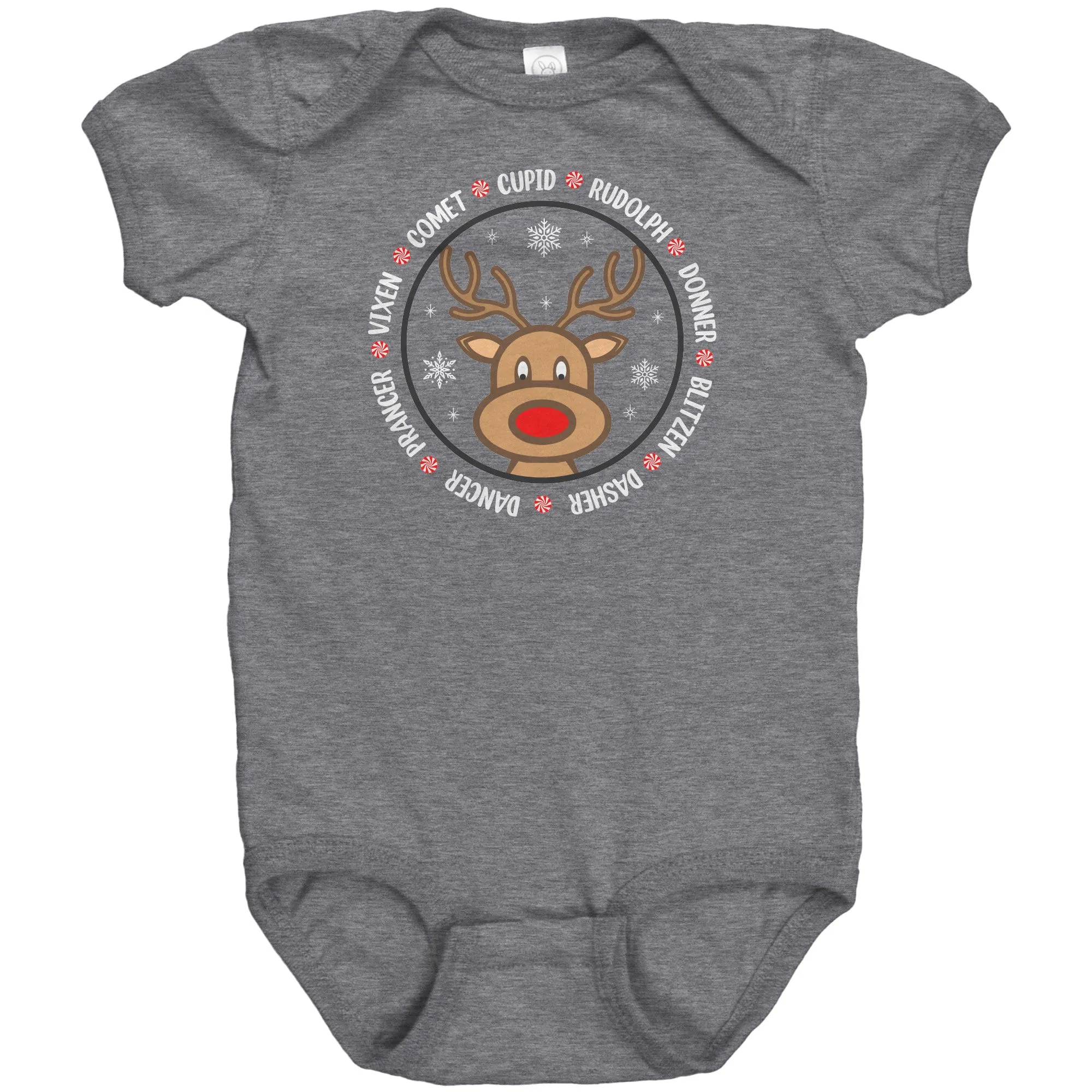 Team Rudolph Short Sleeve Baby Snap Bodysuit Onesie