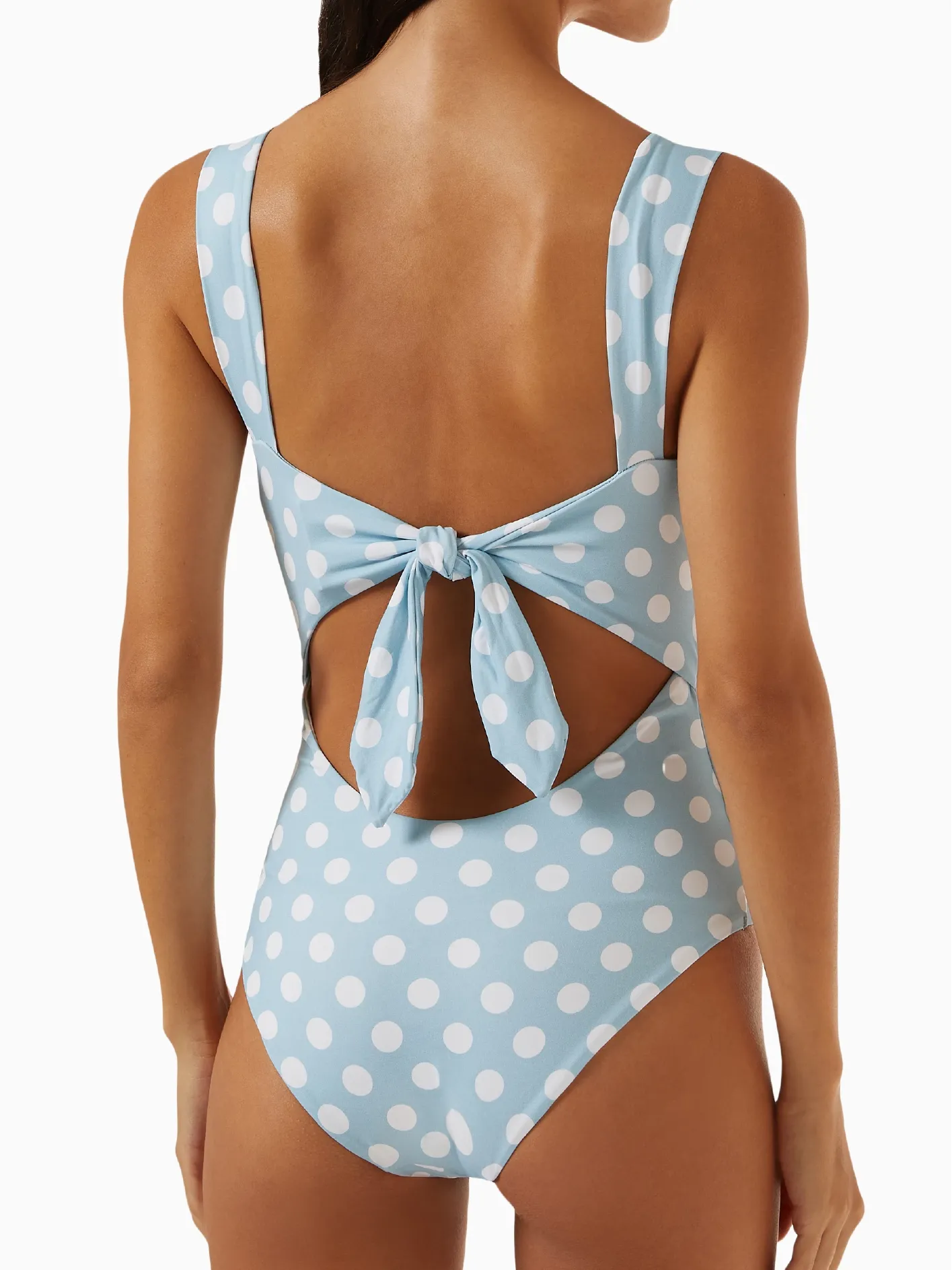 The Bustier Bodysuit - Powder Blue Bold Polka Dots