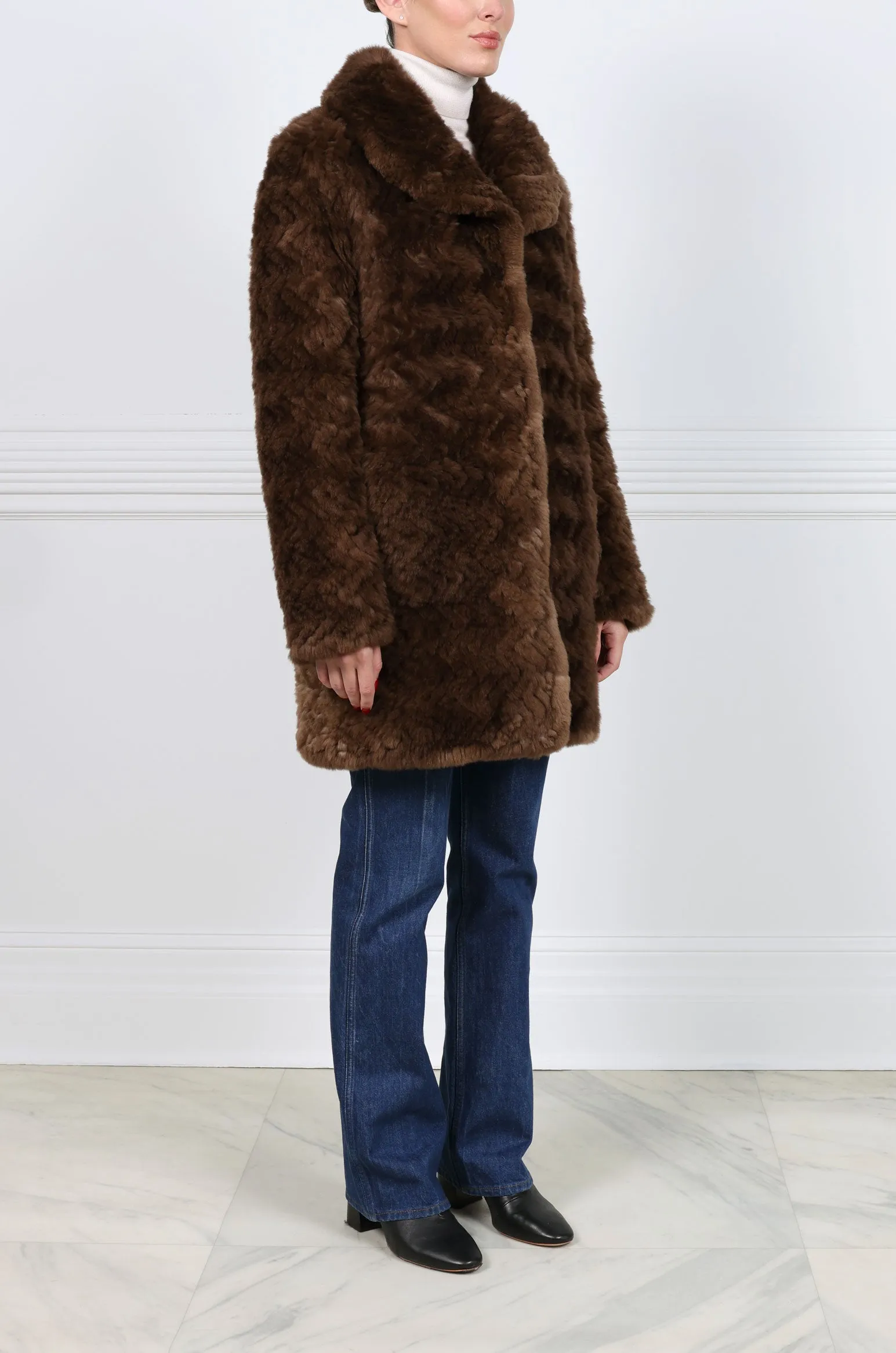 The Zig Zag Knitted Fur Coat