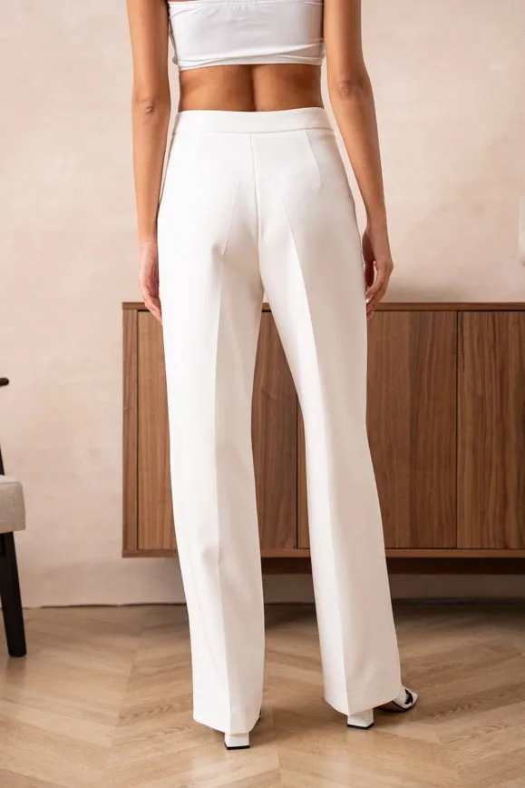 Timeless Straight Cut Plain Pants White