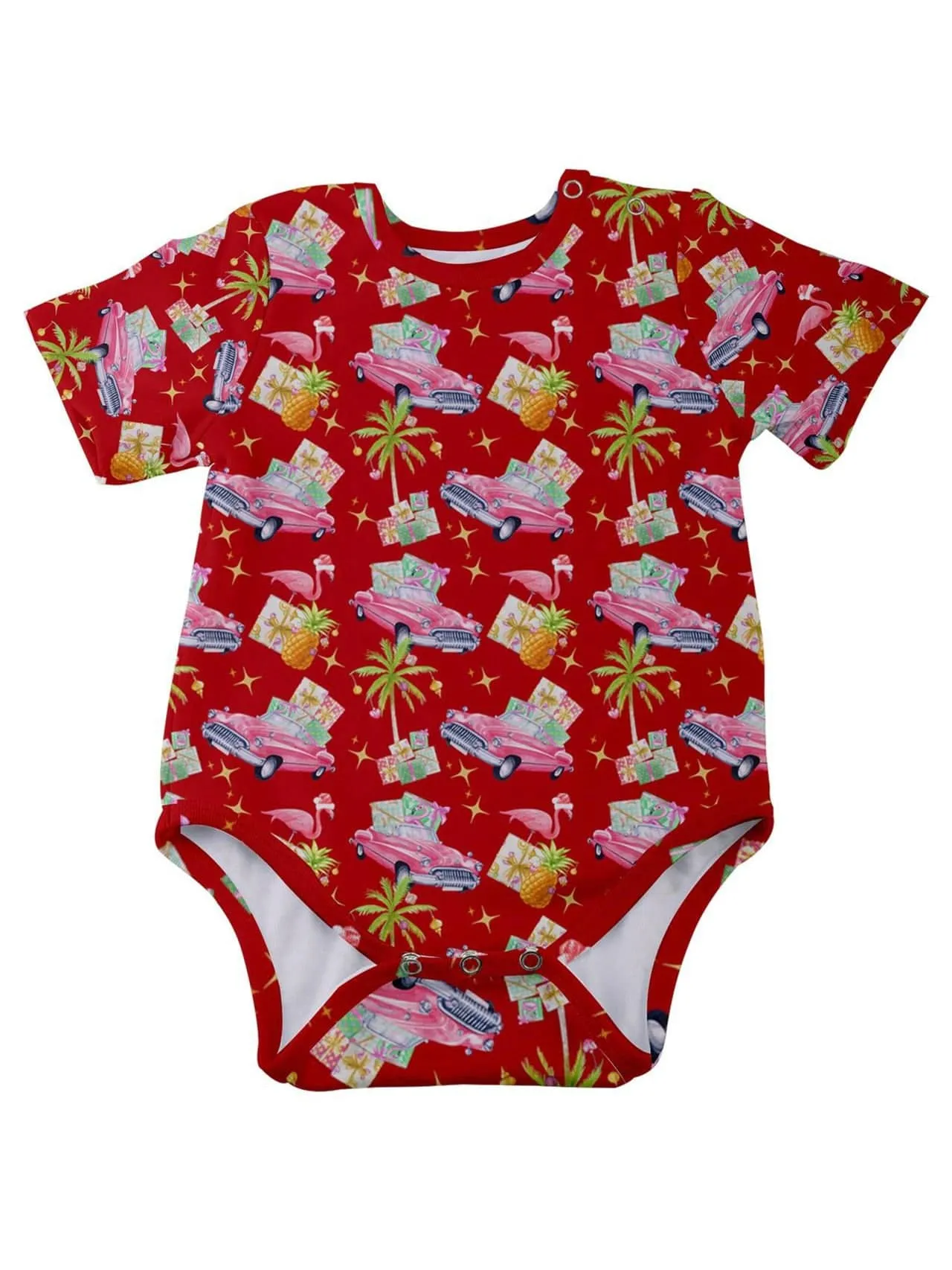 Tropical Christmas Baby Short Sleeve Onesie Bodysuit