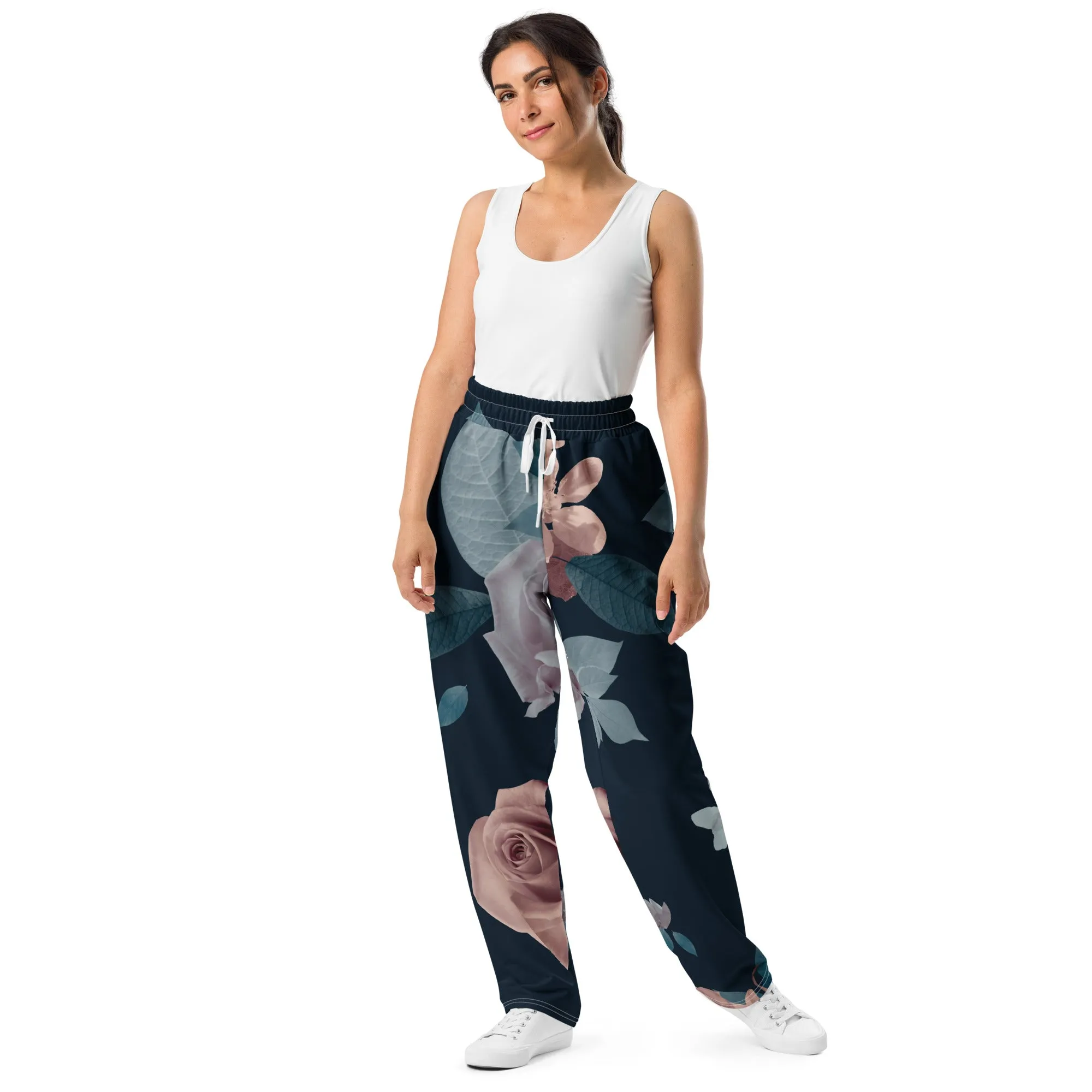 Valentines Day Wide Leg Joggers - Flower (Glamourange Valentine Day Gifts Wide Leg Joggers - Design 005)