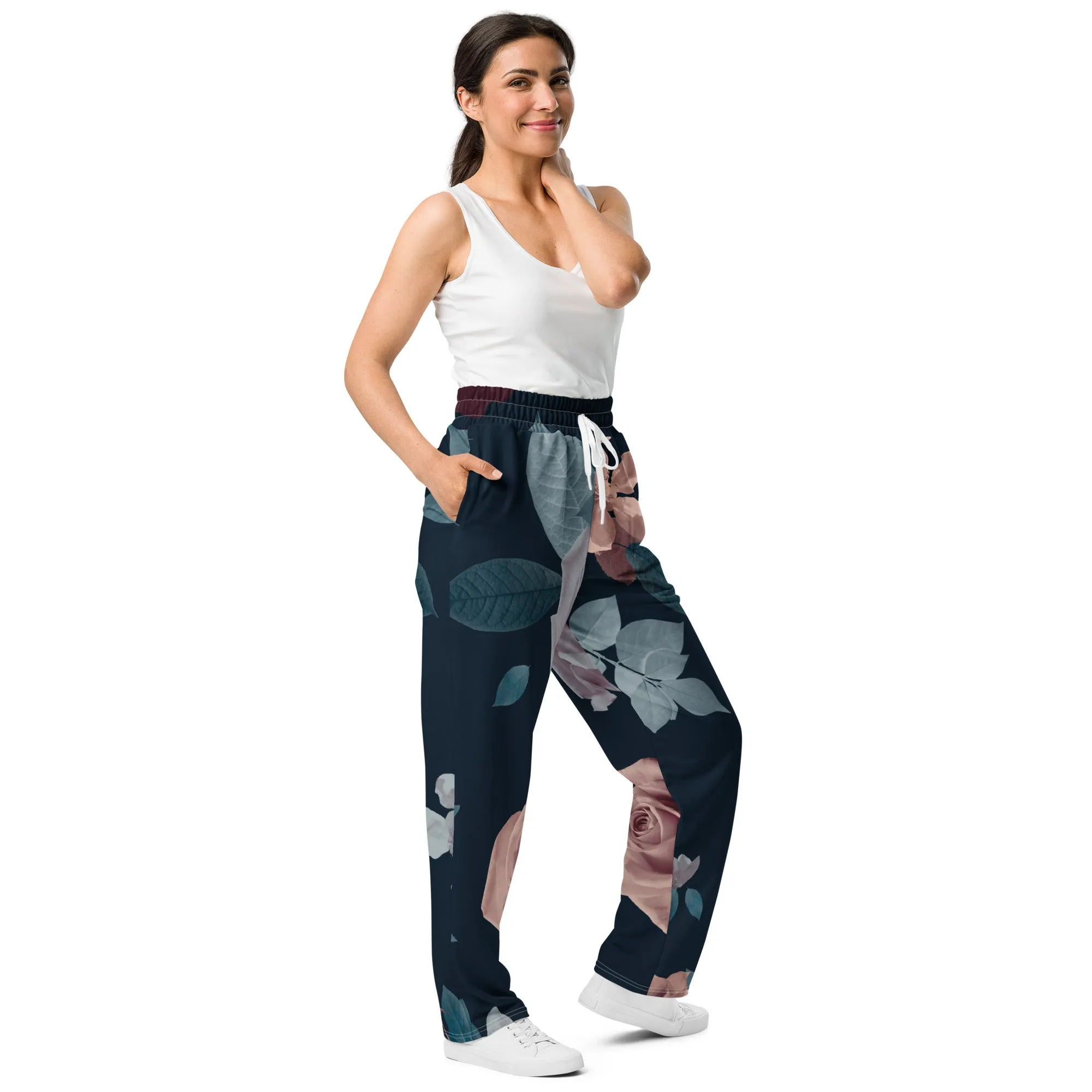 Valentines Day Wide Leg Joggers - Flower (Glamourange Valentine Day Gifts Wide Leg Joggers - Design 005)