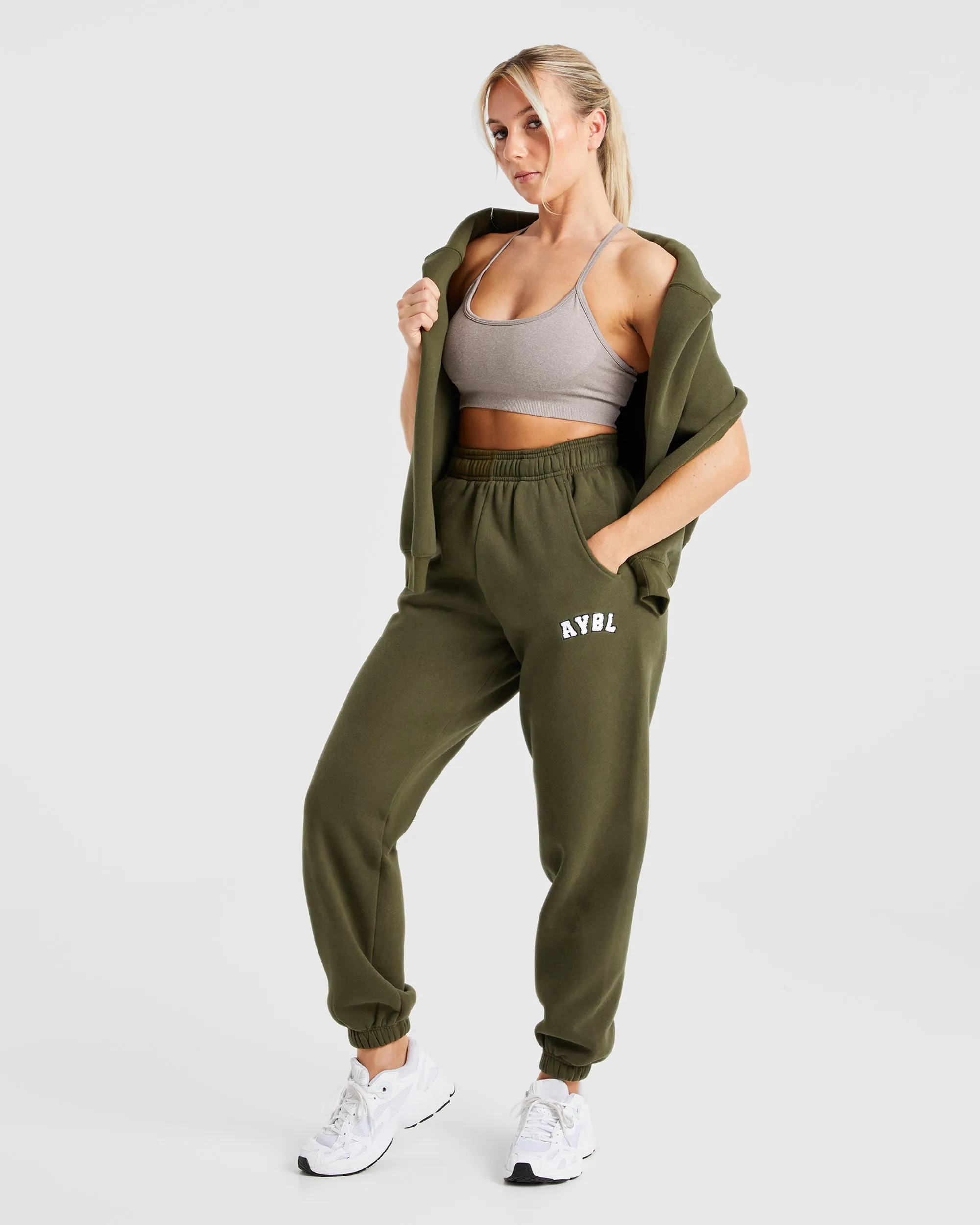 Varsity Oversized Joggers - Khaki