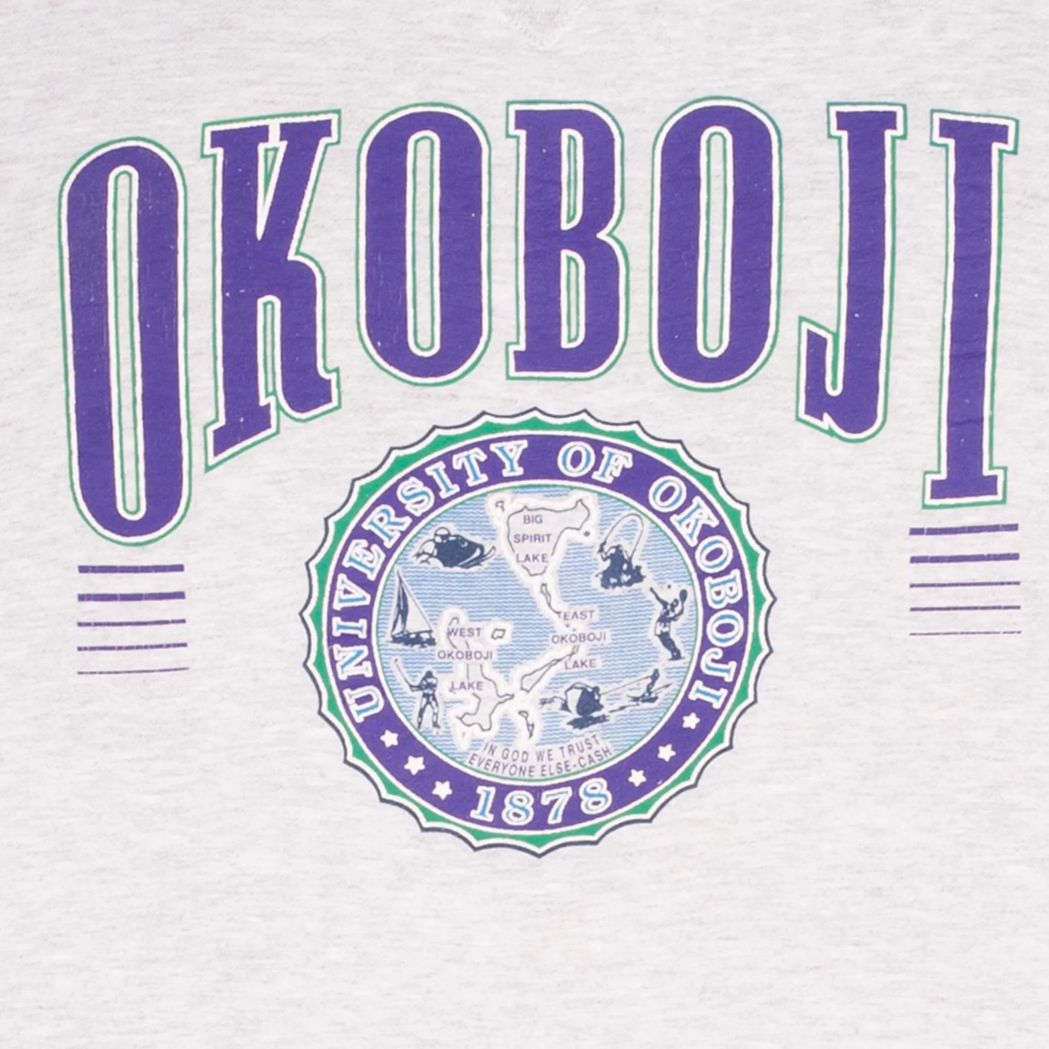 VINTAGE UNIVERSITY OF OKOBOJI 1990S SWEATSHIRT SIZE XL