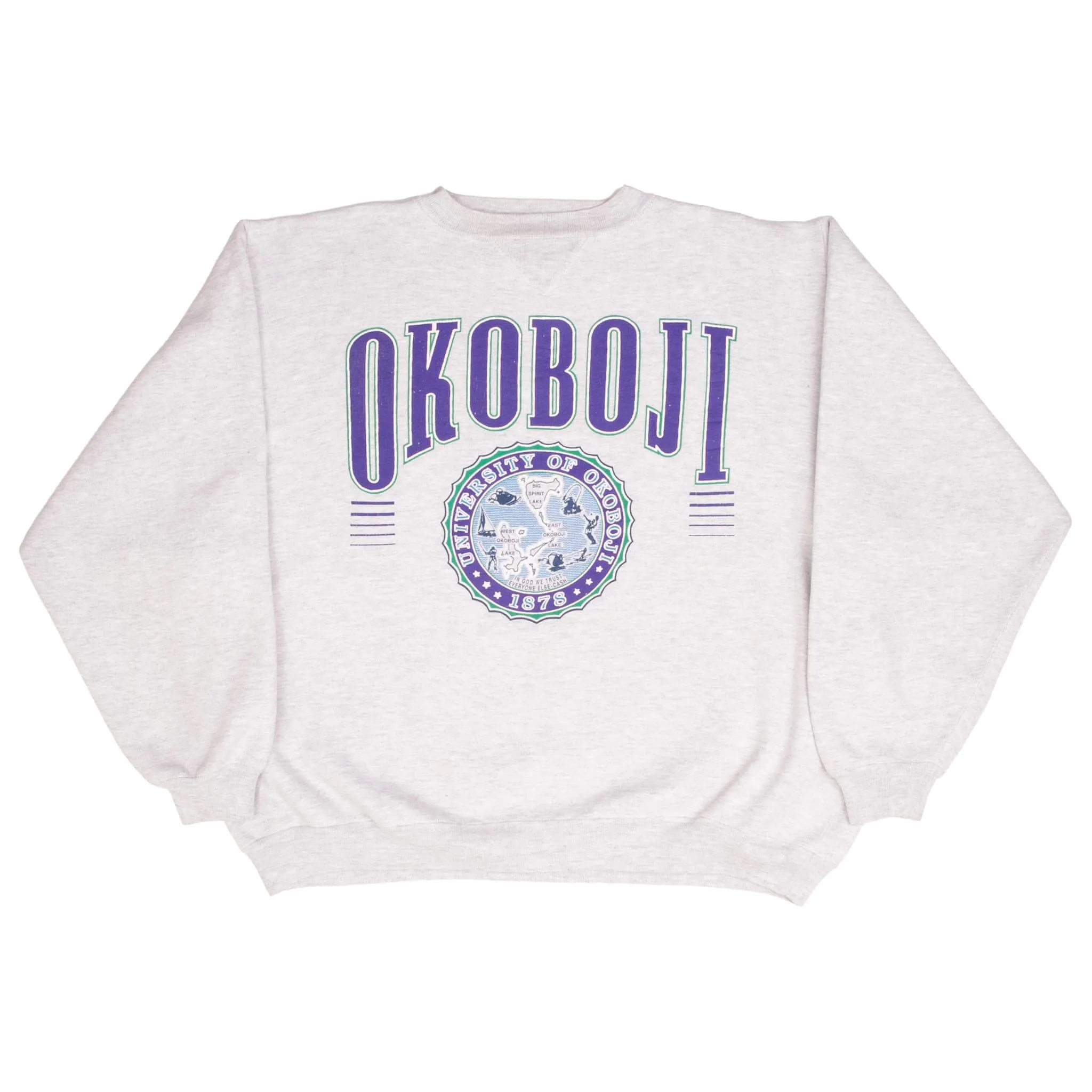 VINTAGE UNIVERSITY OF OKOBOJI 1990S SWEATSHIRT SIZE XL