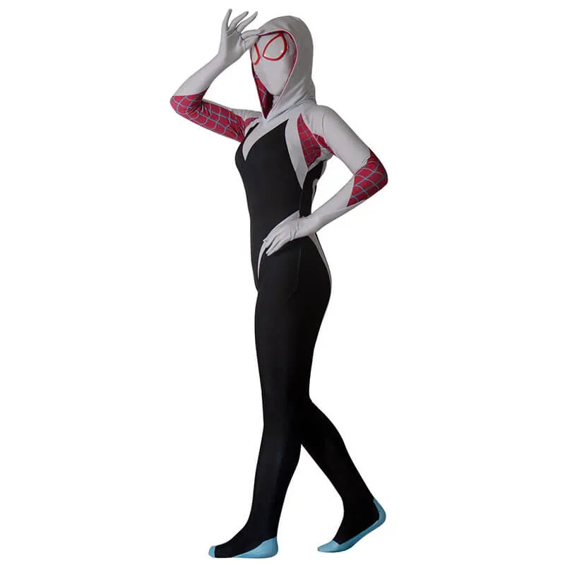 Women Zentai Suit Spider Lycra Spandex Gwen Stacy Cosplay Costume Adults Kids