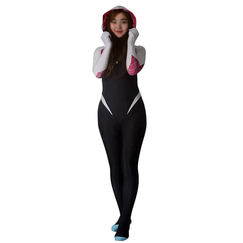 Women Zentai Suit Spider Lycra Spandex Gwen Stacy Cosplay Costume Adults Kids