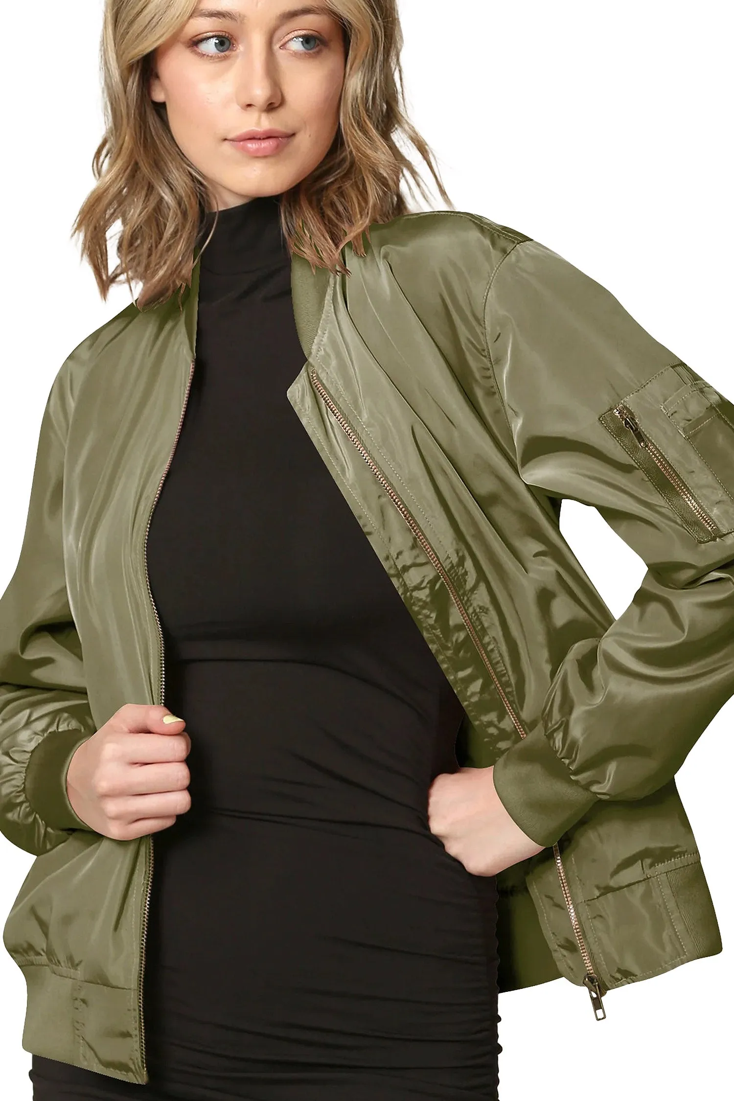 Women's Essential Lightweight Multi Pocket Windbreaker Bomber Jacket