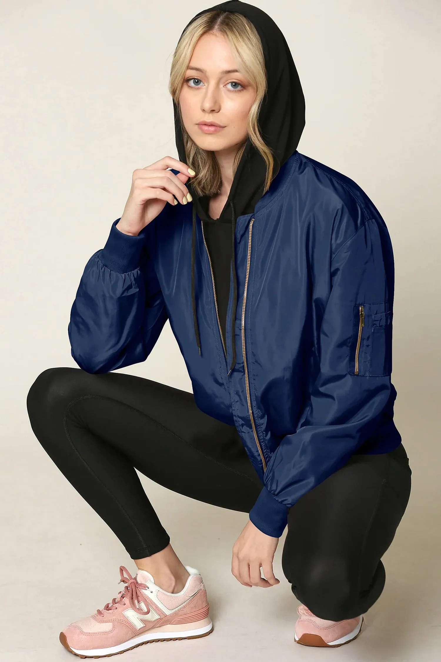 Women's Essential Lightweight Multi Pocket Windbreaker Bomber Jacket