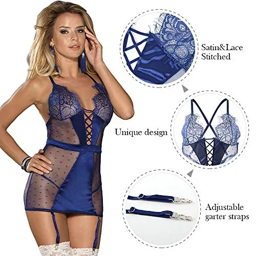 Women's Garter Lace Plus Size Lingerie Set