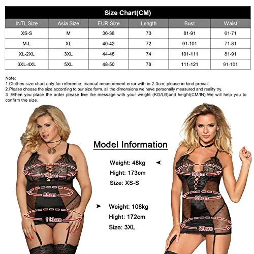 Women's Garter Lace Plus Size Lingerie Set