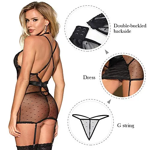 Women's Garter Lace Plus Size Lingerie Set