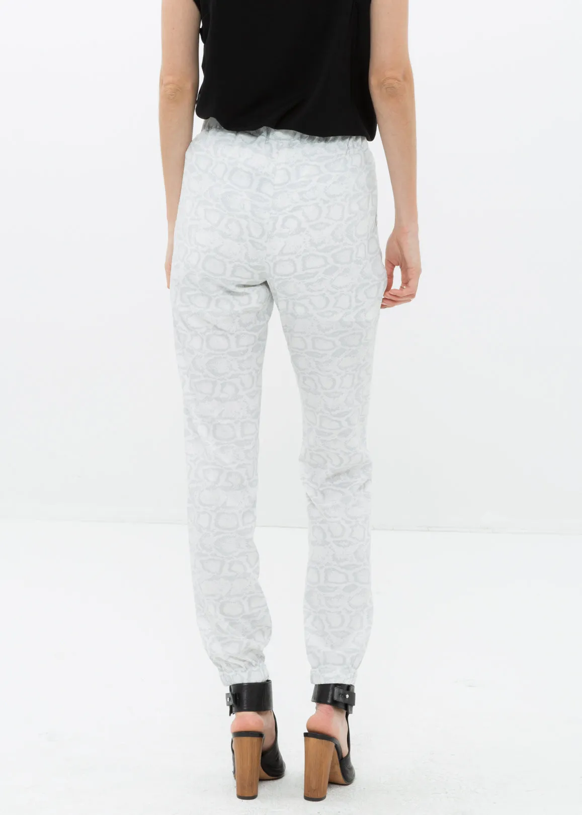 Women's High Waist Printed Pants In Ivory Silver by Shop at Konus