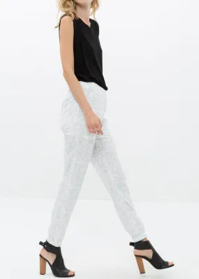 Women's High Waist Printed Pants In Ivory Silver by Shop at Konus